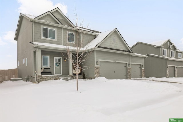 view of front of property with a garage