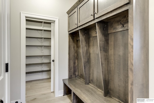 mudroom with light wood-type flooring