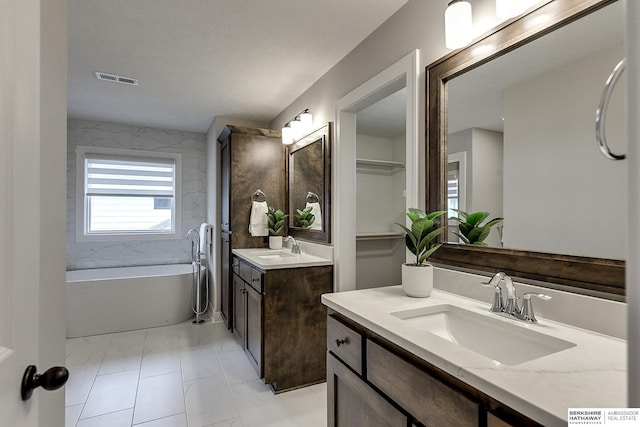 bathroom with vanity and a bathtub