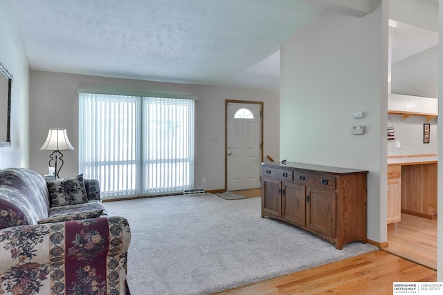 living room with light wood-type flooring