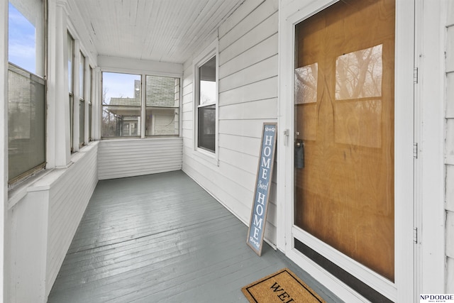 view of unfurnished sunroom