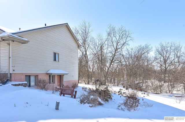 view of snow covered exterior