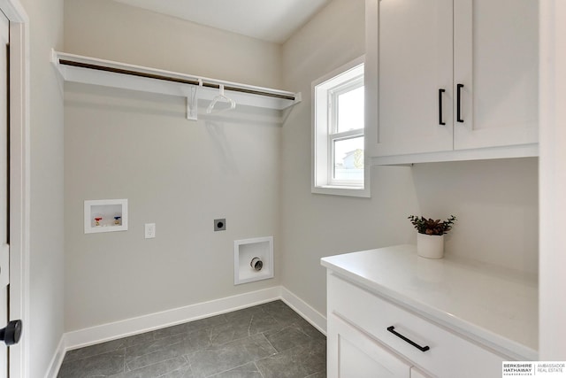 21802 Parkview Dr, Gretna, NE 68028 - laundry area with hookup for an electric dryer, hookup for a washing machine, cabinet space, and dark marble finish flooring