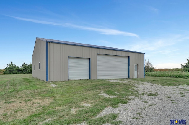 view of detached garage