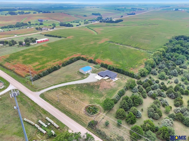 drone / aerial view with a rural view