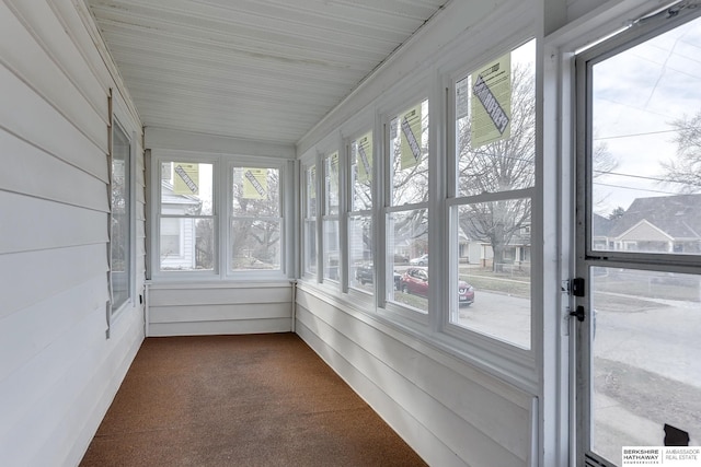 view of unfurnished sunroom