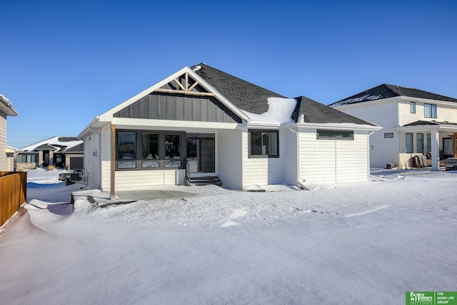 view of front of house featuring entry steps and board and batten siding