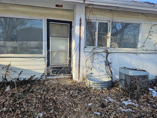 view of home's exterior featuring brick siding