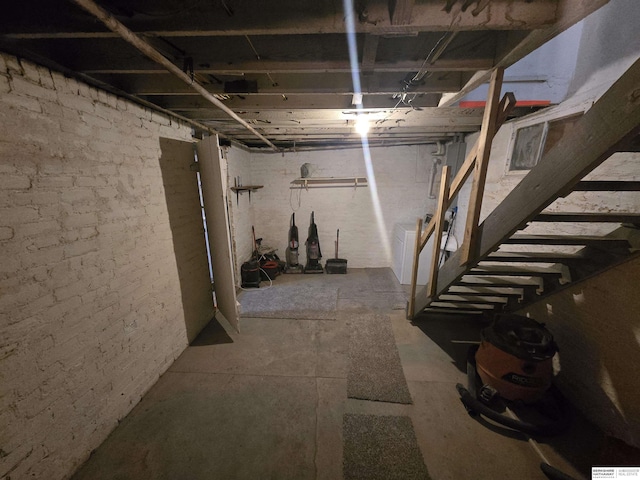 view of unfinished basement