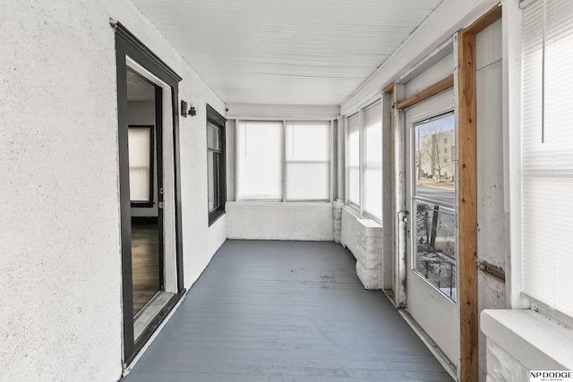 view of unfurnished sunroom