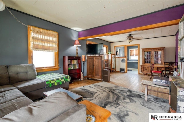 living area with wood finished floors