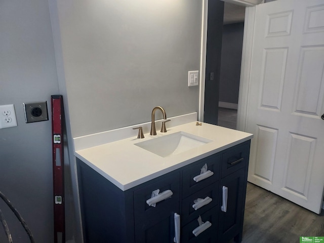 bathroom featuring wood finished floors and vanity