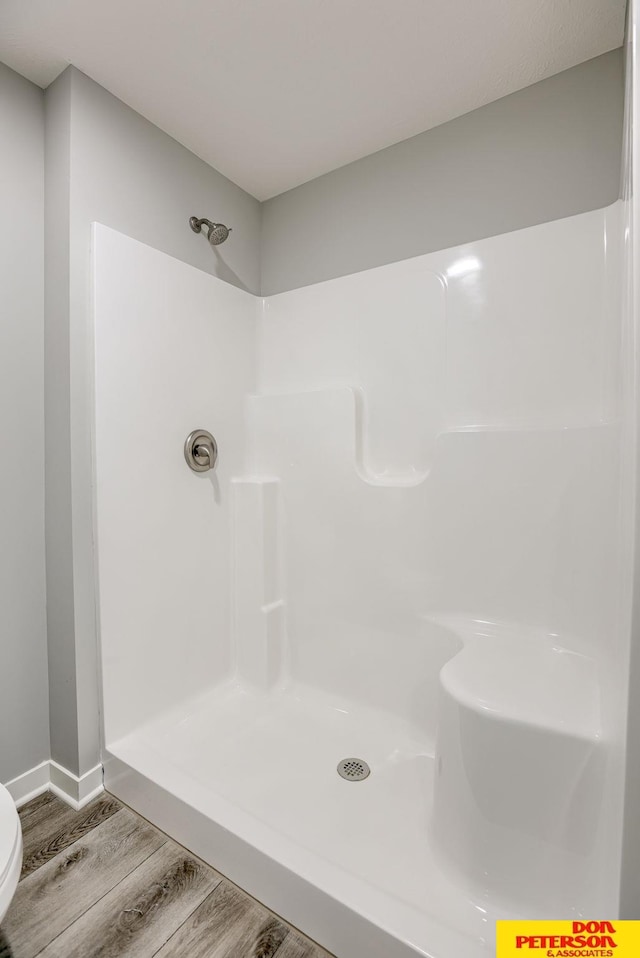 3587 Little Bluestem Rd, Fremont, NE 68025 - bathroom featuring wood finished floors and a shower