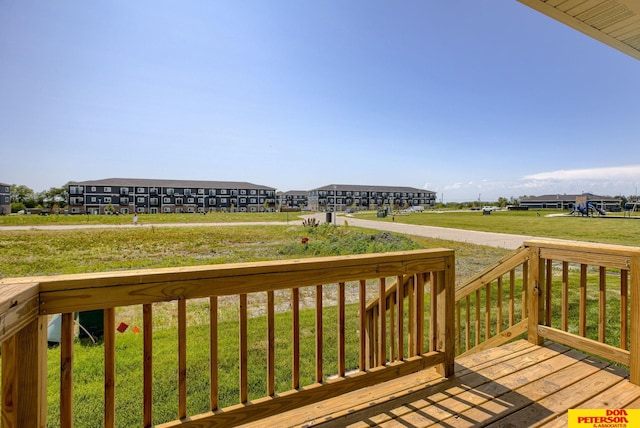 3593 Little Bluestem Rd, Fremont, NE 68025 - wooden terrace featuring a lawn