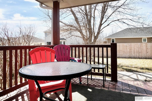 wooden deck featuring fence