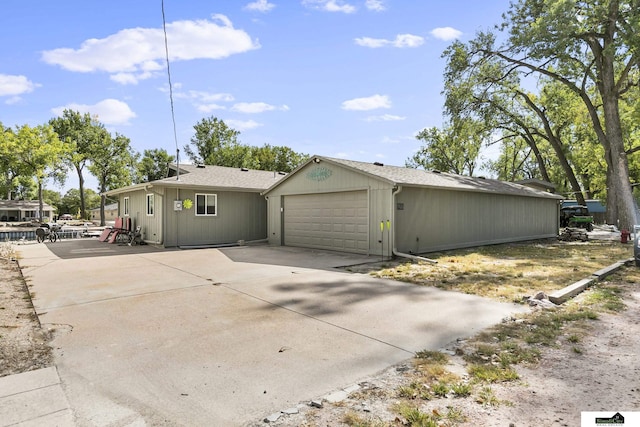 exterior space with a garage