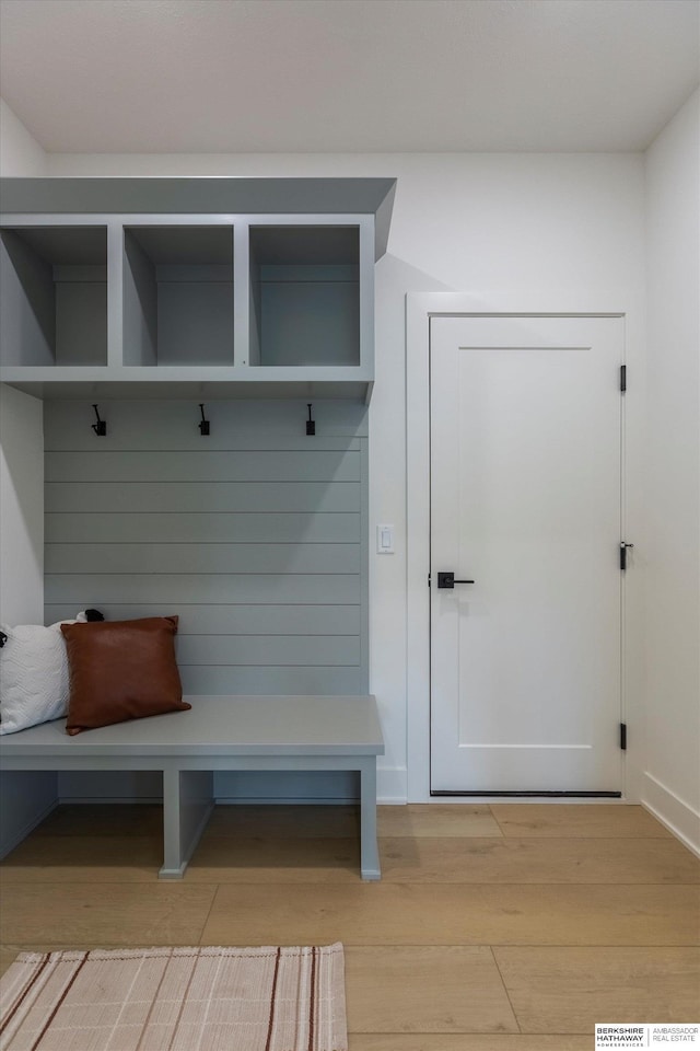 mudroom with light wood-type flooring