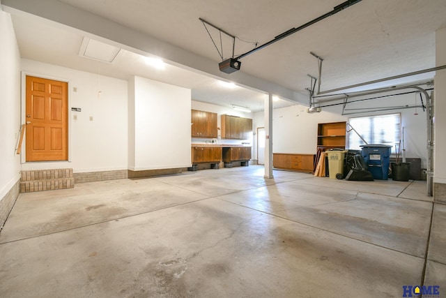 garage with a garage door opener