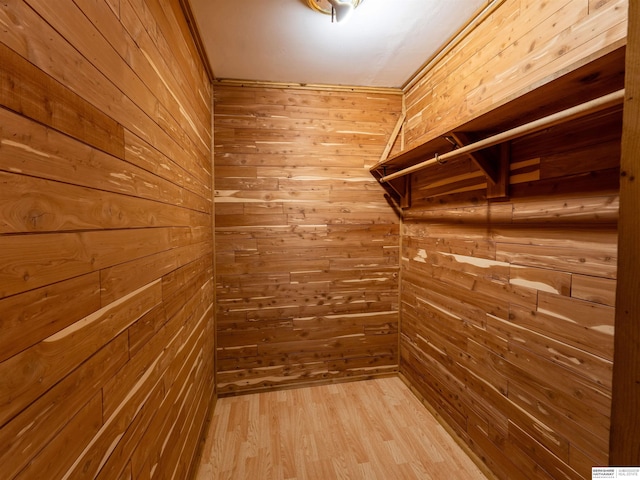 walk in closet featuring wood finished floors