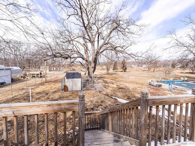 deck featuring a rural view