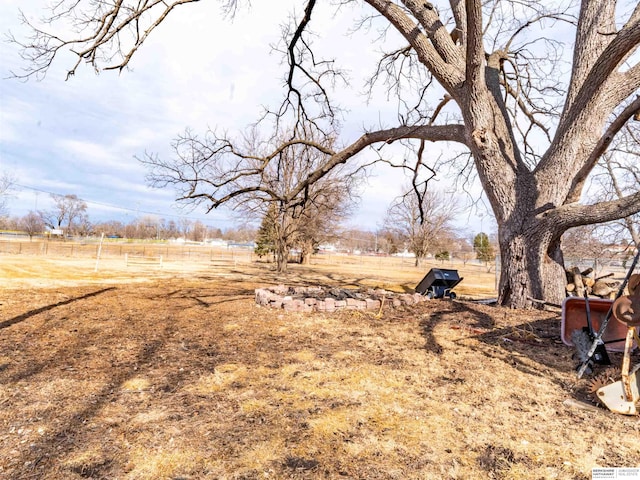 view of yard with a rural view