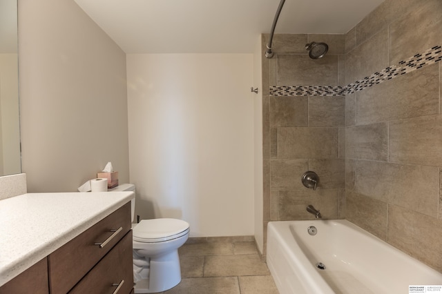 bathroom featuring  shower combination, toilet, and vanity