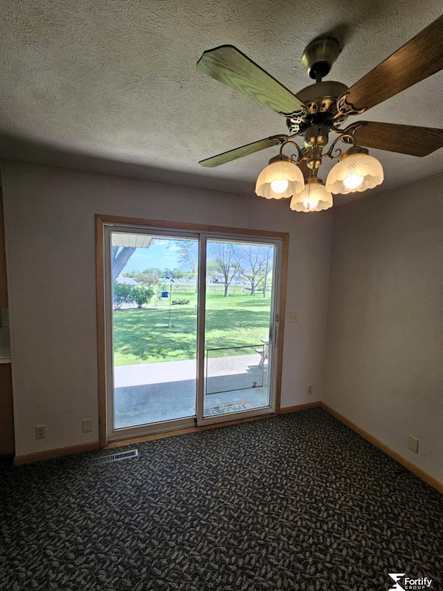 504 N Plum St, Shickley, NE 68436 - carpeted spare room with healthy amount of natural light, baseboards, a ceiling fan, and a textured ceiling