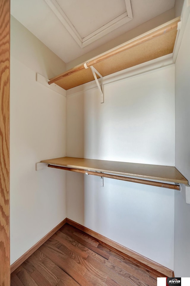 spacious closet with wood finished floors