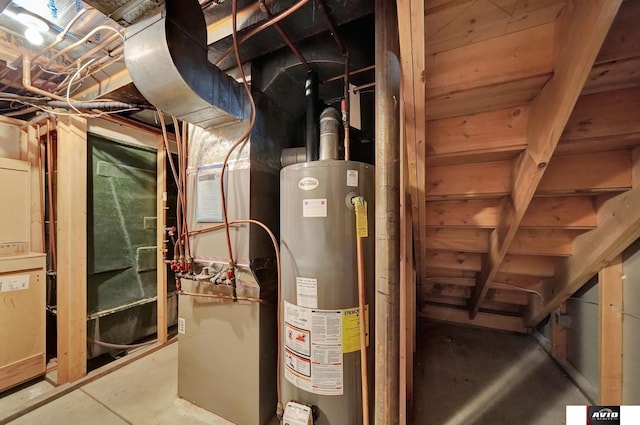 utility room featuring water heater