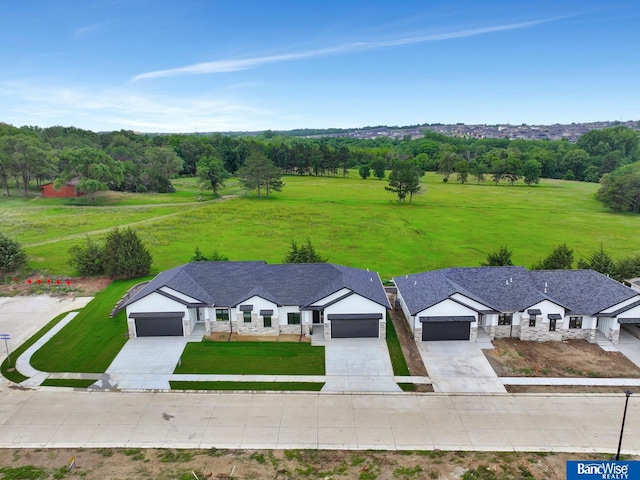 drone / aerial view featuring a rural view