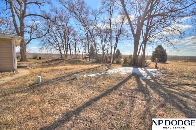 view of yard featuring dirt driveway and a rural view