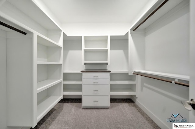 walk in closet featuring carpet