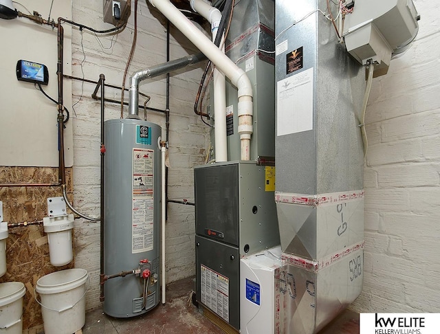 utilities featuring gas water heater and heating unit