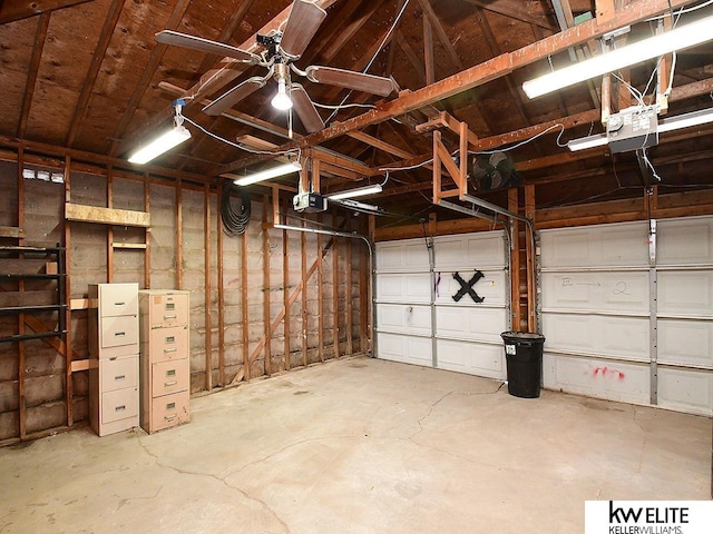 garage with a garage door opener