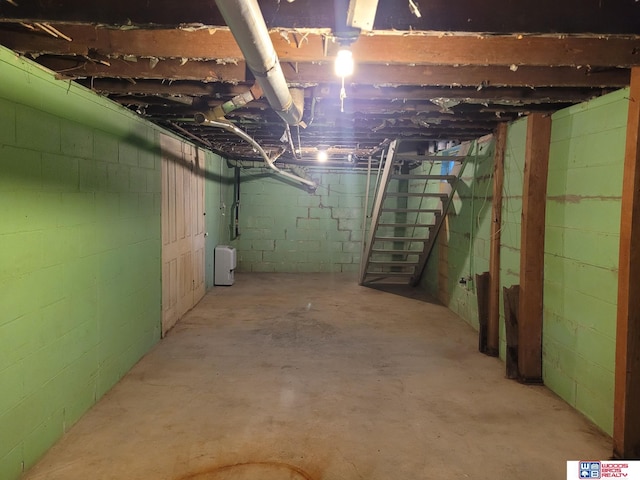 view of unfinished basement