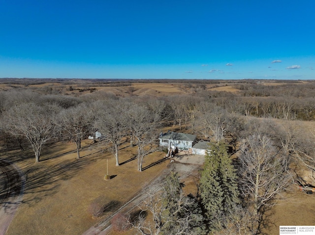 aerial view featuring a rural view