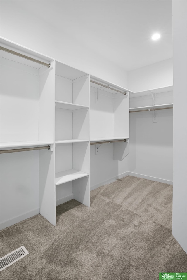 spacious closet with carpet and visible vents