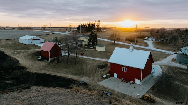 drone / aerial view with a rural view