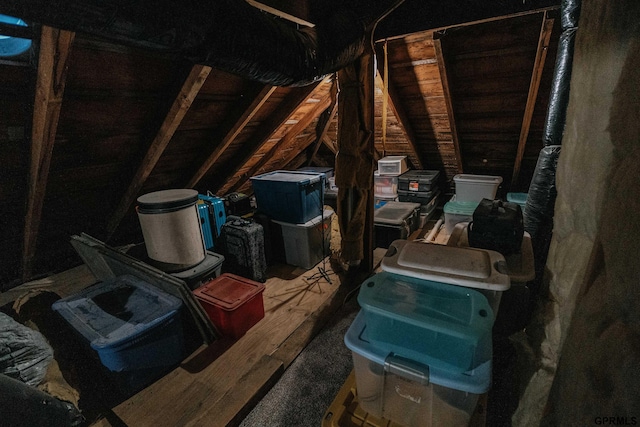 view of unfinished attic