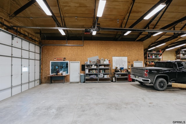 garage with a garage door opener