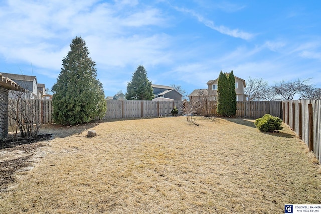 view of yard featuring a fenced backyard