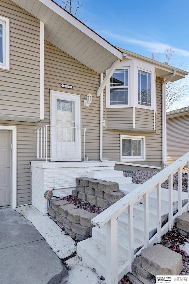 entrance to property with a garage