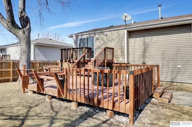 wooden deck featuring fence