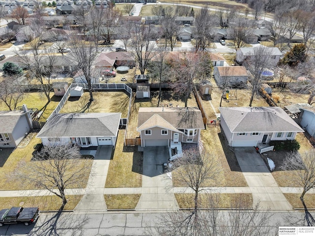 drone / aerial view with a residential view