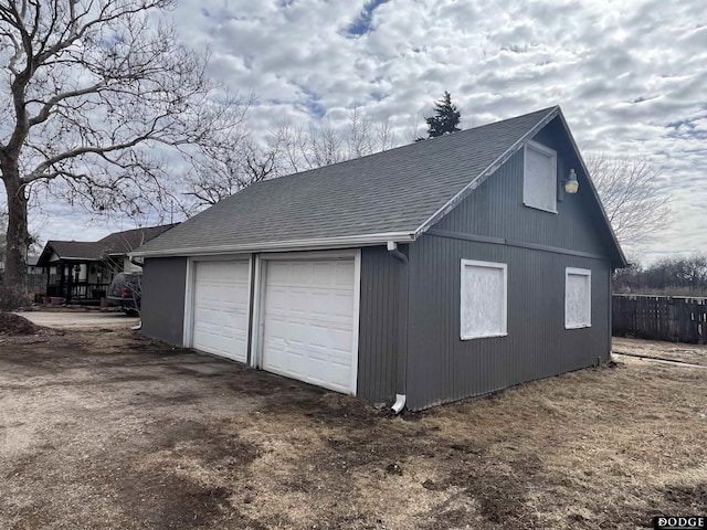 view of detached garage