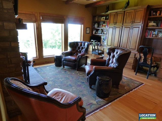 living area featuring light wood-style flooring