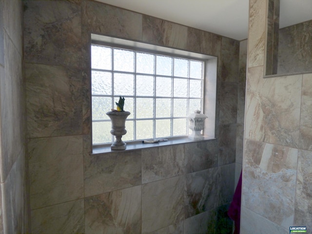 interior details with tiled shower