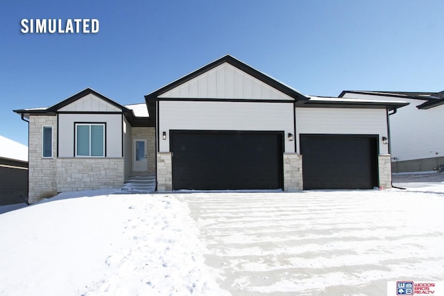 view of front of home with board and batten siding and an attached garage