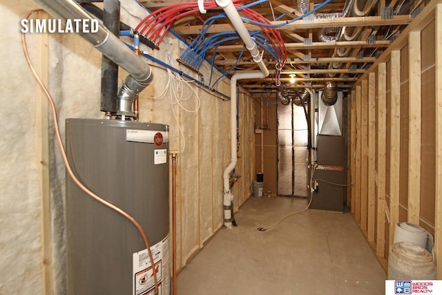 unfinished below grade area with water heater