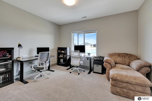 carpeted office with visible vents